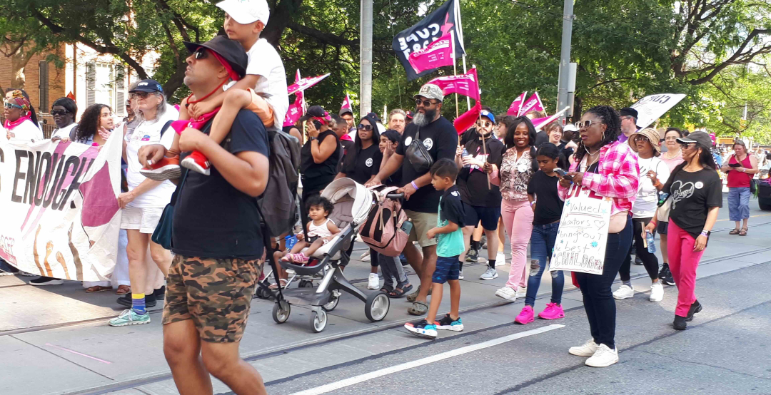 CUPE Local 3904 members march in the 2023 Toronto Labour Day Parade.